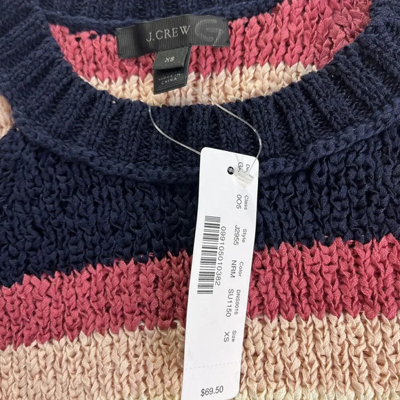 NEW! J. Crew Sweater Tank Stripe Navy Blue Rose Pink Ivory Sz XS Fall Winter - Picture 5 of 8